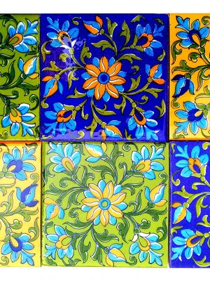 4*4 Inch Mixed Multicolor Handmade Ceramic Tiles Blue Pottery Ceramic Wall Tabletop Flooring Kitchen back splash Bathroom Border Stair