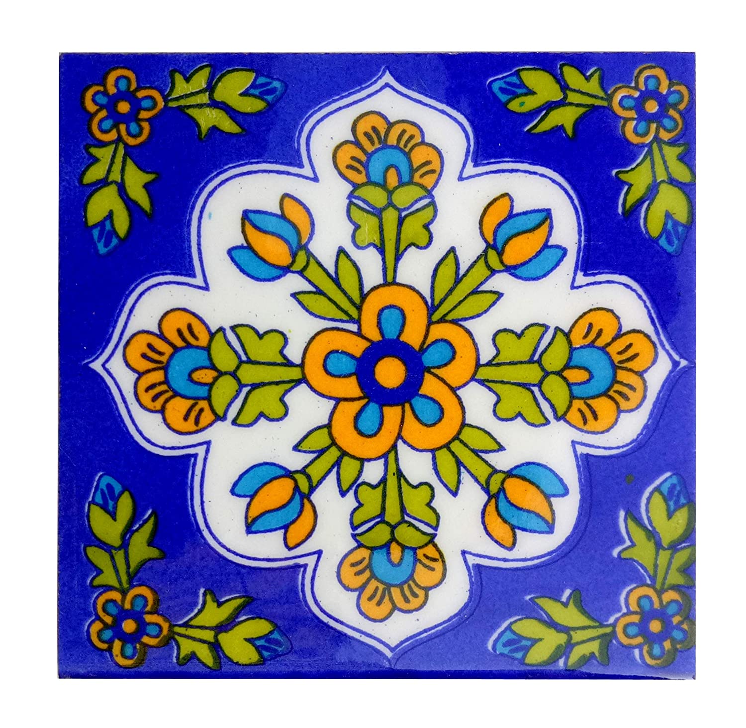  Shiv Kripa Blue Pottery Azulejos de cerámica tradicionales para  decoración del hogar, azulejos altos más ligeros para pared, cocina, baño,  azulejos hechos a mano de 2 x 2 pulgadas, juego de