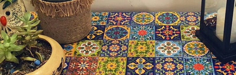 Blue pottery tiles